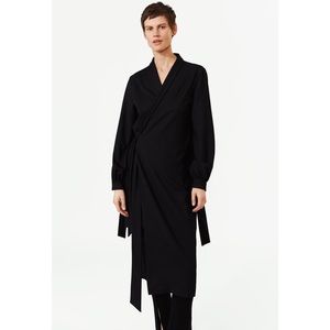Zara black double breasted tie sleeve shirt dress